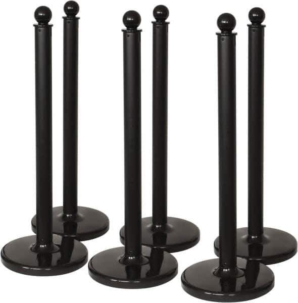 PRO-SAFE - 40" High, 2-1/2" Pole Diam, Warning Post - 14" Base Diam, Black Plastic Post - All Tool & Supply