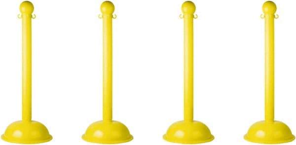 PRO-SAFE - 41" High, 3" Pole Diam, Warning Post - 16" Base Diam, Yellow Plastic Post - All Tool & Supply