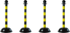 PRO-SAFE - 41" High, 2" Pole Diam, Warning Post - 16" Base Diam, Black & Yellow Plastic Post - All Tool & Supply