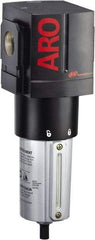 ARO/Ingersoll-Rand - 1" Port, 10.811" High x 3.858" Wide Heavy Duty Filter with Metal Bowl, Automatic Drain - 353 SCFM, 250 Max psi, 175°F Max Temp, Sight Glass Included, Modular Connection, 5.9 oz Bowl Capacity - All Tool & Supply