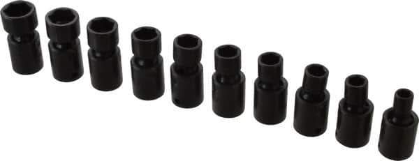 Proto - 10 Piece 3/8" Drive Standard Impact Socket Set - 6 Points, 8 to 17mm, Metric Measurement Standard - All Tool & Supply