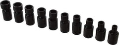 Proto - 10 Piece 3/8" Drive Standard Impact Socket Set - 6 Points, 8 to 17mm, Metric Measurement Standard - All Tool & Supply