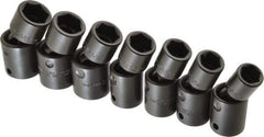 Proto - 7 Piece 1/2" Drive Standard Impact Socket Set - 6 Points, 13 to 19mm, Metric Measurement Standard - All Tool & Supply