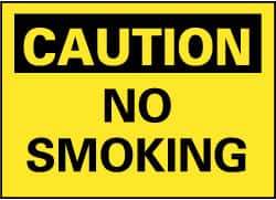 NMC - "Caution - No Smoking", 7" Long x 10" Wide, Pressure-Sensitive Vinyl Safety Sign - Rectangle, 0.004" Thick, Use for Accident Prevention - All Tool & Supply