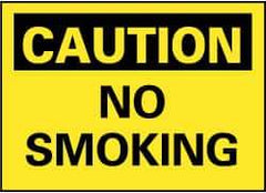 NMC - "Caution - No Smoking", 7" Long x 10" Wide, Pressure-Sensitive Vinyl Safety Sign - Rectangle, 0.004" Thick, Use for Accident Prevention - All Tool & Supply