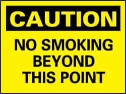 NMC - "Caution - No Smoking Beyond This Point", 7" Long x 10" Wide, Pressure-Sensitive Vinyl Safety Sign - Rectangle, 0.004" Thick, Use for Accident Prevention - All Tool & Supply