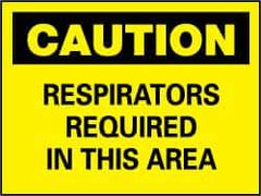 NMC - "Caution - Respirators Required in This Area", 7" Long x 10" Wide, Pressure-Sensitive Vinyl Safety Sign - Rectangle, 0.004" Thick, Use for Accident Prevention - All Tool & Supply