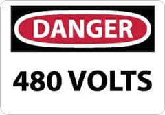 NMC - "Danger - 480 Volts", 7" Long x 10" Wide, Pressure-Sensitive Vinyl Safety Sign - Rectangle, 0.004" Thick, Use for Accident Prevention - All Tool & Supply