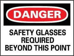 NMC - "Danger - Safety Glasses Must Be Worn While Operating This Machine", 7" Long x 10" Wide, Rigid Plastic Safety Sign - Rectangle, 0.05" Thick, Use for Accident Prevention - All Tool & Supply