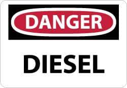 NMC - "Danger - Diesel", 7" Long x 10" Wide, Rigid Plastic Safety Sign - Rectangle, 0.05" Thick, Use for Hazardous Materials - All Tool & Supply