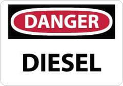 NMC - "Danger - Diesel", 10" Long x 14" Wide, Aluminum Safety Sign - Rectangle, 0.04" Thick, Use for Hazardous Materials - All Tool & Supply