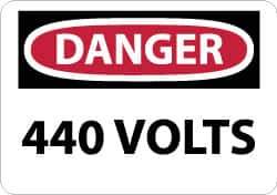 NMC - "Danger - 440 Volts", 7" Long x 10" Wide, Pressure-Sensitive Vinyl Safety Sign - Rectangle, 0.004" Thick, Use for Accident Prevention - All Tool & Supply