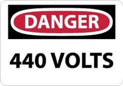 NMC - "Danger - 440 Volts", 7" Long x 10" Wide, Pressure-Sensitive Vinyl Safety Sign - Rectangle, 0.004" Thick, Use for Accident Prevention - All Tool & Supply