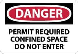 NMC - "Danger - Permit Required - Confined Space - Do Not Enter", 10" Long x 14" Wide, Aluminum Safety Sign - Rectangle, 0.04" Thick, Use for Accident Prevention - All Tool & Supply