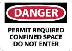 NMC - "Danger - Permit Required - Confined Space - Do Not Enter", 10" Long x 14" Wide, Aluminum Safety Sign - Rectangle, 0.04" Thick, Use for Accident Prevention - All Tool & Supply