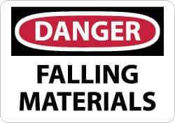 NMC - "Danger - Falling Materials", 10" Long x 14" Wide, Rigid Plastic Safety Sign - Rectangle, 0.05" Thick, Use for Accident Prevention - All Tool & Supply