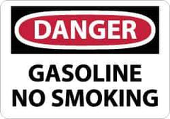 NMC - "Danger - Gasoline - No Smoking", 7" Long x 10" Wide, Pressure-Sensitive Vinyl Safety Sign - Rectangle, 0.004" Thick, Use for Accident Prevention - All Tool & Supply