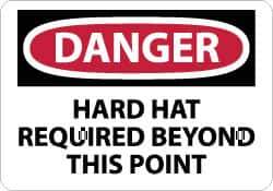 NMC - "Danger - Hard Hat Required Beyond This Point", 10" Long x 14" Wide, Aluminum Safety Sign - Rectangle, 0.04" Thick, Use for Accident Prevention - All Tool & Supply