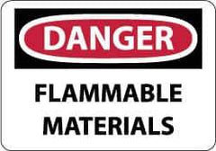 NMC - "Danger - Flammable Materials", 7" Long x 10" Wide, Pressure-Sensitive Vinyl Safety Sign - Rectangle, 0.004" Thick, Use for Hazardous Materials - All Tool & Supply