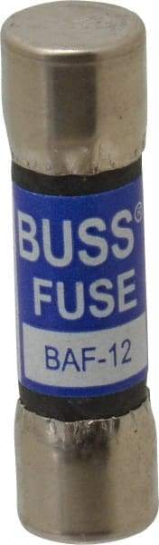 Cooper Bussmann - 250 VAC, 12 Amp, Fast-Acting General Purpose Fuse - Fuse Holder Mount, 1-1/2" OAL, 10 at 125 V kA Rating, 13/32" Diam - All Tool & Supply