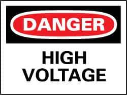 NMC - "Danger - High Voltage", 14" Long x 20" Wide, Aluminum Safety Sign - Rectangle, 0.04" Thick, Use for Accident Prevention - All Tool & Supply