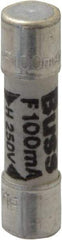 Cooper Bussmann - 250 VAC, 32 VDC, 0.1 Amp, Fast-Acting Miniature Ceramic Fuse - 20mm OAL, 5mm Diam - All Tool & Supply