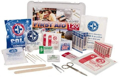 Medique - 120 Piece, Multipurpose/Auto/Travel First Aid Kit - 10" Wide x 3-1/2" Deep x 7-1/2" High, Plastic Case - All Tool & Supply