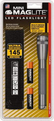 Mag-Lite - White LED Bulb, 97 Lumens, Mini Flashlight - Gray Aluminum Body, 2 AA Alkaline Batteries Included - All Tool & Supply