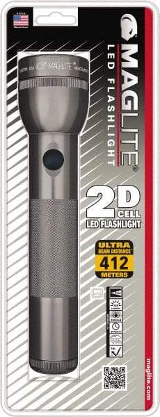 Mag-Lite - White LED Bulb, Industrial Tactical Flashlight - Gray Aluminum Body, Shock Resistant & Water Resistant, 2 D Batteries Not Included - All Tool & Supply