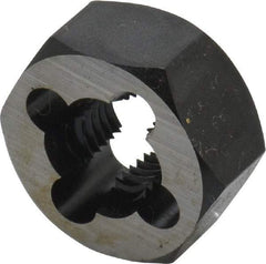 Cle-Line - 7/16-20 UNF Thread, 7/8" Hex, Hex Rethreading Die - Carbon Steel, 7/16" Thick, Series 0650 - Exact Industrial Supply