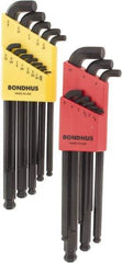 Bondhus - 22 Piece L-Key Ball End Hex Key Set - Hex Range 0.05 to 3/8", Protanium Up to reg/ Over Steel - All Tool & Supply