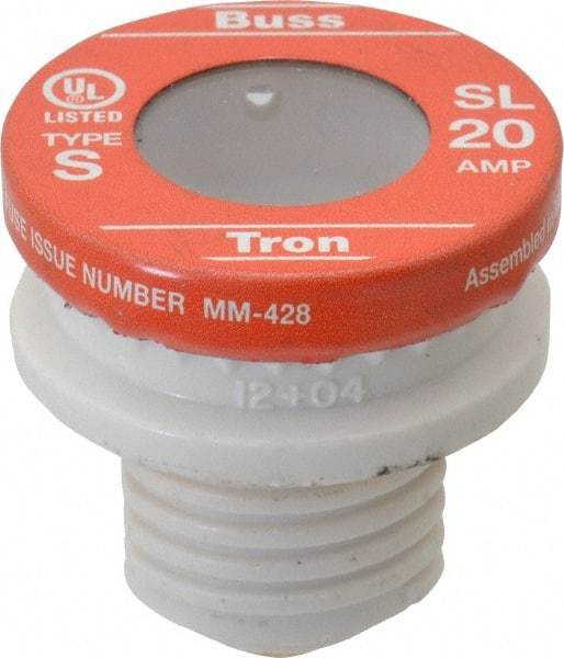 Cooper Bussmann - 125 VAC, 20 Amp, Time Delay Plug Fuse - 10 (RMS Symmetrical) kA Rating - All Tool & Supply