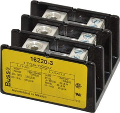 Cooper Bussmann - 3 Poles, 175 Amp, 8-2/0 AWG (Al), 14-2/0 AWG (Cu) Primary, 4-14 AWG (Cu), 4-8 AWG (Al) Secondary, Thermoplastic Power Distribution Block - 600 VAC/VDC, 1 Primary Connection, 5.2 Inch Long x 3.32 Inch Deep x 4 Inch High - All Tool & Supply