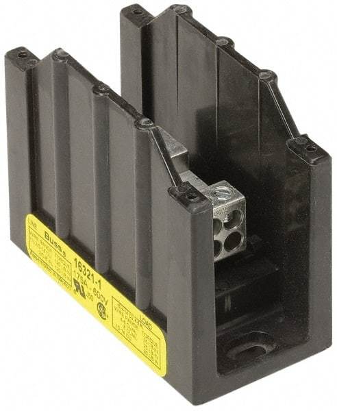 Cooper Bussmann - 1 Pole, 310 Amp, 350 kcmil-6 AWG (Cu/Al) Primary, 4-12 AWG (Al), 4-14 AWG (Cu) Secondary, Thermoplastic Power Distribution Block - 600 VAC/VDC, 1 Primary Connection, 1.96 Inch Long x 3.32 Inch Deep x 4 Inch High - All Tool & Supply