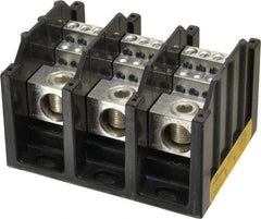 Cooper Bussmann - 3 Poles, 310 Amp, 350 kcmil-6 AWG (Cu/Al) Primary, 4-12 AWG (Al), 4-14 AWG (Cu) Secondary, Thermoplastic Power Distribution Block - 600 VAC/VDC, 1 Primary Connection, 5.2 Inch Long x 3.32 Inch Deep x 4 Inch High - All Tool & Supply