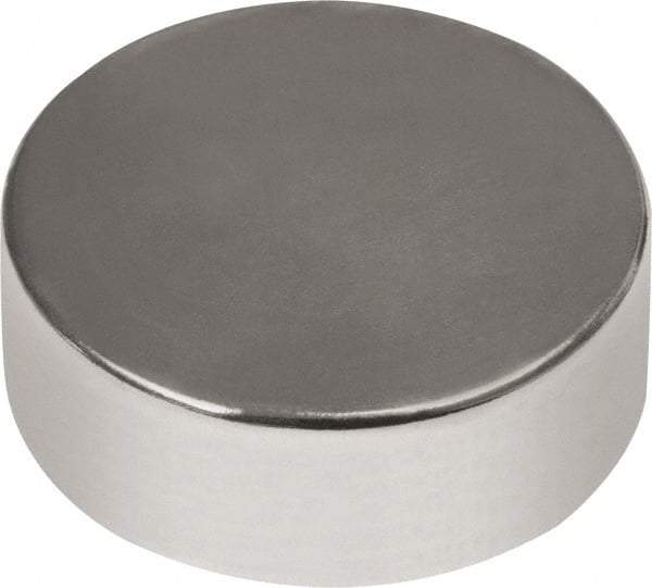 Mag-Mate - 3/4" Diam x 1/4" High Neodymium Rare Earth Magnet - 10.7 Lb Max Capacity, 180°F Max, Nickel Plated - All Tool & Supply