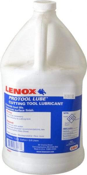 Lenox - Protool Lube, 1 Gal Bottle Sawing Fluid - Synthetic, For Cutting, Drilling, Milling, Reaming, Tapping - All Tool & Supply