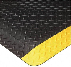 Wearwell - 20' Long x 3' Wide, Dry Environment, Anti-Fatigue Matting - Black with Yellow Borders, Vinyl with Nitrile Blend Base, Beveled on 4 Sides - All Tool & Supply