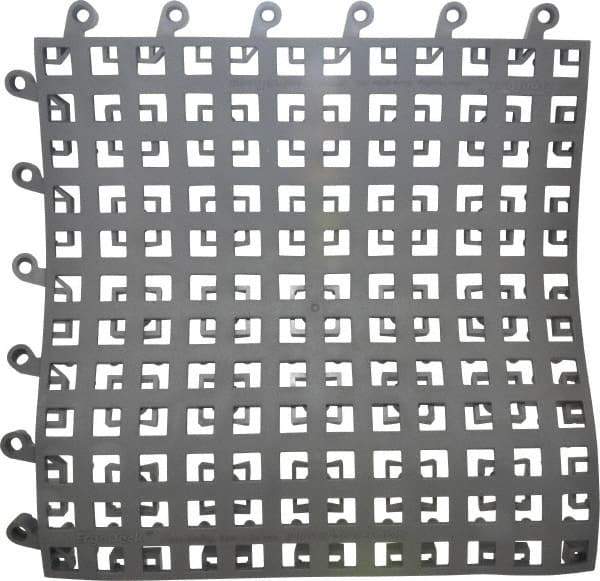 Wearwell - 18" Long x 18" Wide x 7/8" Thick, Anti-Fatigue Modular Matting Soft Open Grid - Male & Female, 4 Interlocking Sides, Charcoal, For Dry & Wet Areas, Series 564 - All Tool & Supply