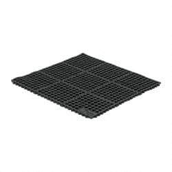 Wearwell - 3' Long x 3' Wide x 5/8" Thick, Anti-Fatigue Modular Matting Tiles - Black, For Dry & Wet Areas, Series 572 - All Tool & Supply