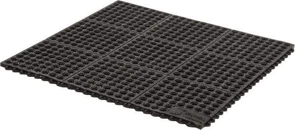 Wearwell - 3' Long x 3' Wide x 5/8" Thick, Anti-Fatigue Modular Matting Tiles - Black, For Dry & Wet Areas, Series 576 - All Tool & Supply