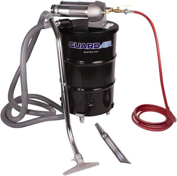 Guardair - 55 Gal Steel Tank, Air Powered Pneumatic Canister Wet/Dry Vacuum - 20' Hose Fitting, Cartridge Filter, Accessories Included - All Tool & Supply