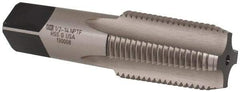 Union Butterfield - 1/2-14 NPTF Thread, 4 Flute Standard Pipe Tap - 3-1/8" OAL, 1-3/8" Thread Length, 11/16" Shank Diam, Bright Finish, High Speed Steel - Exact Industrial Supply