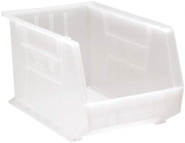 Quantum Storage - 75 Lb. Load Capacity, 18" Deep, Clear Polypropylene Hopper Stacking Bin - 10" High x 11" Wide x 18" Long - All Tool & Supply