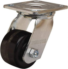 Hamilton - 3-1/4" Diam x 2" Wide x 5-1/4" OAH Top Plate Mount Swivel Caster - Phenolic, 700 Lb Capacity, Straight Roller Bearing, 4 x 4-1/2" Plate - All Tool & Supply