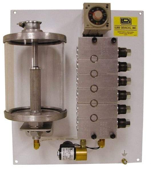 LDI Industries - 75 Cu. Inch Reservoir Capacity, 0.16 cc Output per Cycle, 2 Outlet Panel-Mounted Central Lubrication System Air-Operated Pump - Grease, 1/8-27 Outlet Thread, NPTF - All Tool & Supply