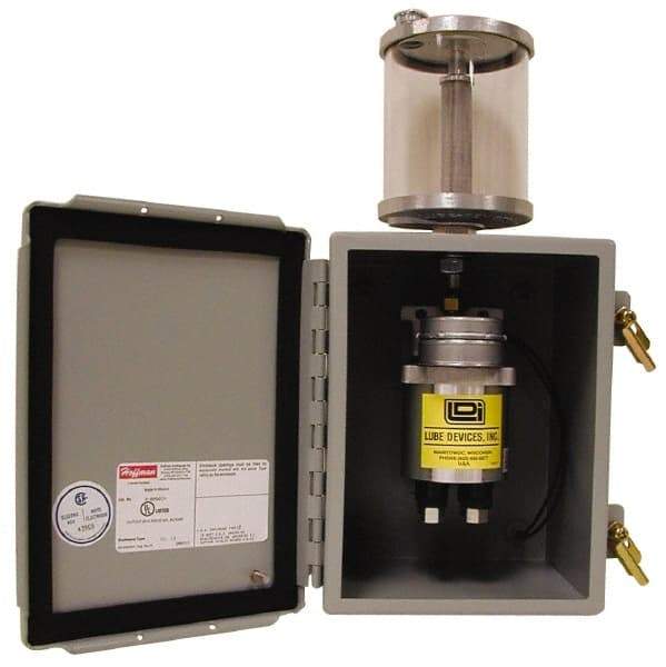 LDI Industries - 168 Cu. Inch Reservoir Capacity, 0.16 cc Output per Cycle, 6 Outlet Box-Mounted Central Lubrication System Air-Operated Pump - Grease, 1/8-27 Outlet Thread, NPTF - All Tool & Supply