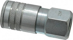 Parker - 1/2-14 Female NPTF Industrial Pneumatic Hose Coupler - Steel, 3/8" Body Diam - All Tool & Supply