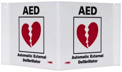 NMC - "AED - Automatic External Defibrillator", 8" Long x 14-1/2" Wide, Rigid Plastic Safety Sign - Rectangle, 0.125" Thick, Use for First Aid - All Tool & Supply