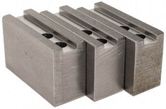 H & R Manufacturing - 1.5mm x 60° Serrated Attachment, Square Soft Lathe Chuck Jaw - 3 Jaws, Steel, 0.984" Btw Mount Hole Ctrs, 4" Long x 1-1/2" Wide x 2-1/2" High, 0.63" Groove, 12mm Fastener - All Tool & Supply